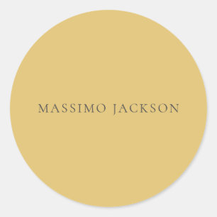 Brass Yellow Minimalist Plain Modern Aesthetic Classic Round Sticker