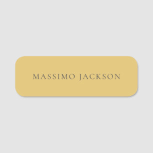 Brass Yellow Minimalist Plain Modern Aesthetic Name Tag
