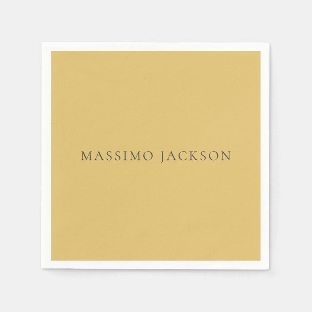 Brass Yellow Minimalist Plain Modern Aesthetic Napkin (Front)