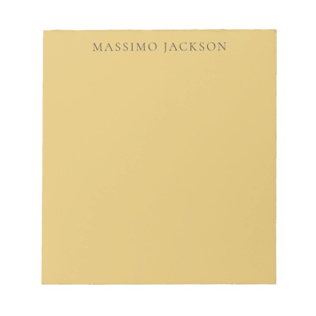Brass Yellow Minimalist Plain Modern Aesthetic Notepad (Front)