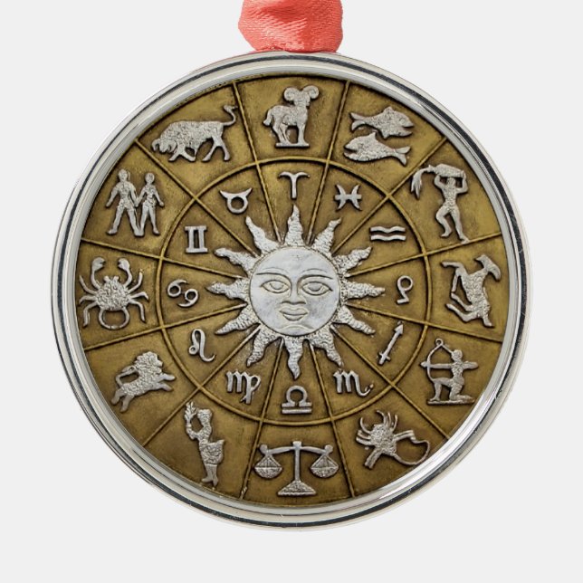 Brass Zodiac Wheel Metal Tree Decoration (Front)