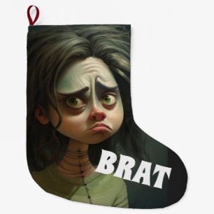 BRAT FUNNY CHRISTMAS NAUGHTY GIRL  LARGE CHRISTMAS STOCKING