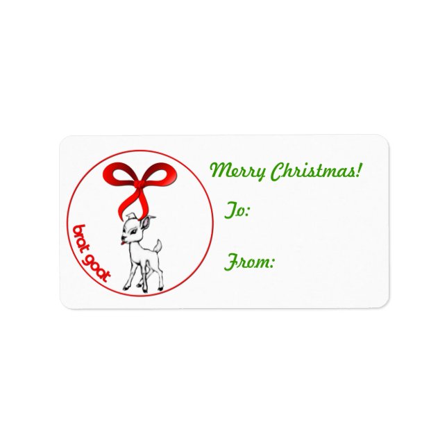 Brat Goat Christmas  Gift Tag Sticker (Front)