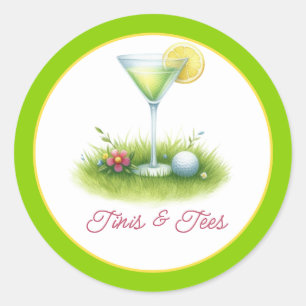 Brat Green & Gen Z Yellow Martini Golf Bridal Classic Round Sticker