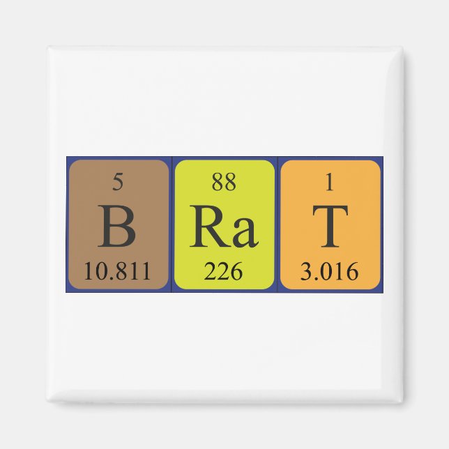 Brat periodic table name magnet (Front)