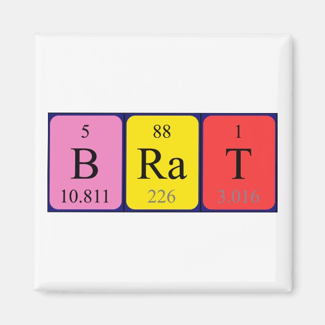 Brat periodic table name magnet (Front)