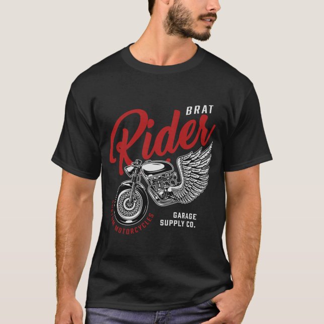 Brat Rides Custom Motorcycles T-Shirt (Front)