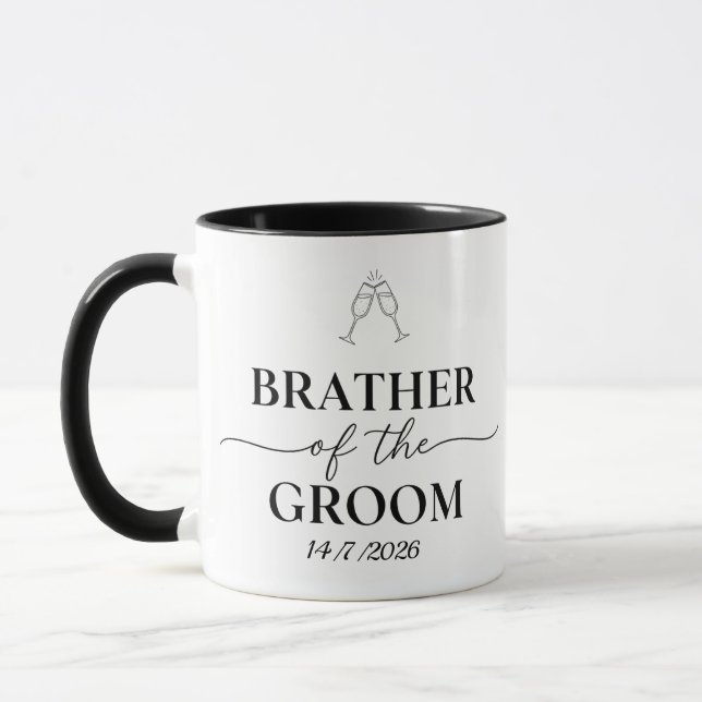 Brather of the Groom Minimalist Wedding Keepsake Mug (Left)