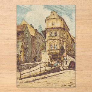 Bratislava by Richard Lux Century Colored Etching Acrylic Invitations