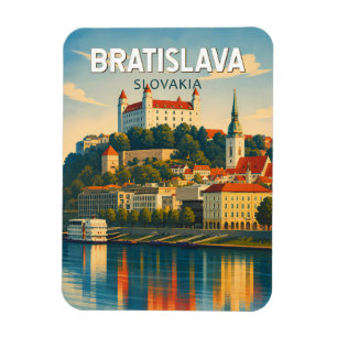 Bratislava Slovakia Illustration Travel Art Retro Magnet