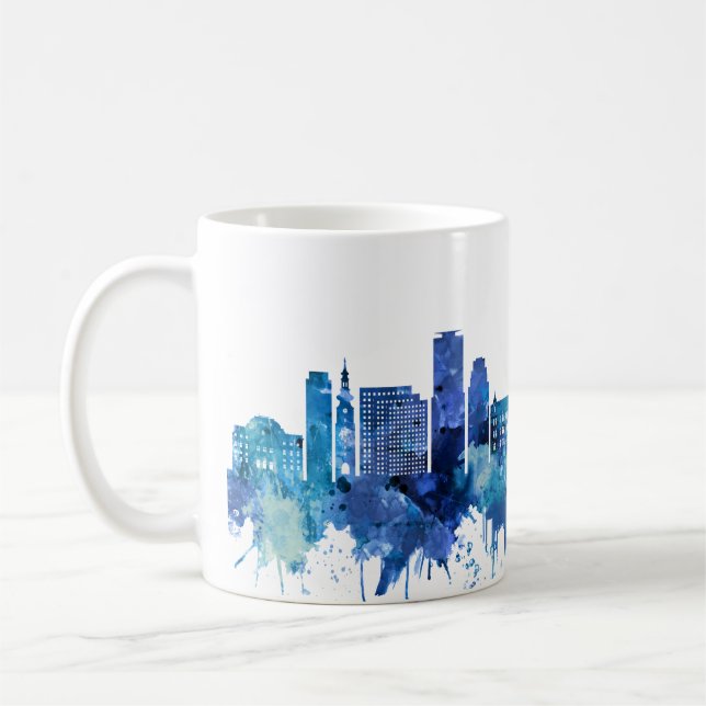 Bratislava Slovakia Skyline Blue Coffee Mug (Left)