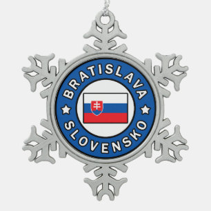 Bratislava Slovensko Snowflake Pewter Christmas Ornament