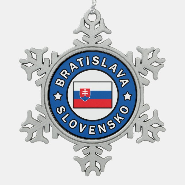 Bratislava Slovensko Snowflake Pewter Christmas Ornament (Front)