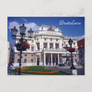 bratislava theatre blue postcard
