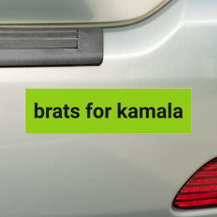 Brats for kamala simple modern black lime green bumper sticker