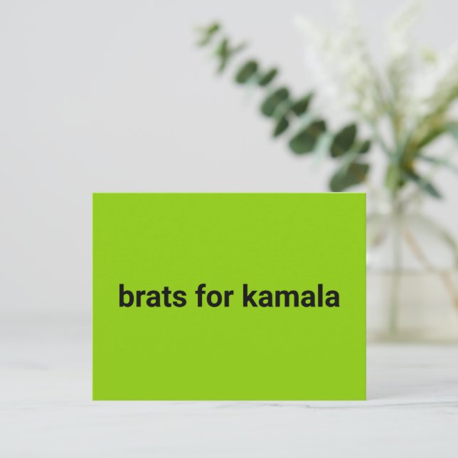 Brats for kamala simple modern black lime green postcard (Standing Front)
