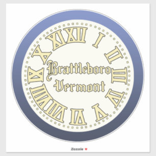 Brattleboro, Vermont Main Street Clock Sticker