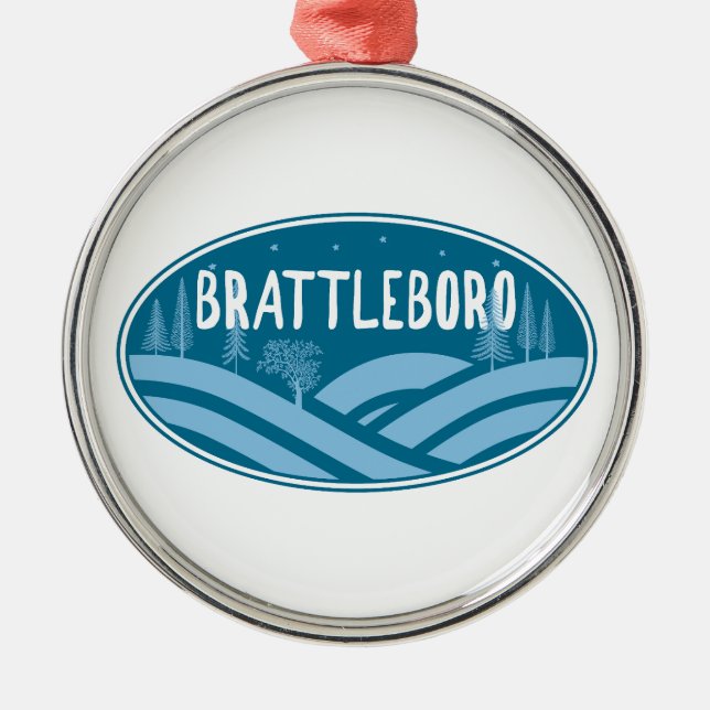 Brattleboro Vermont Outdoors Metal Tree Decoration (Front)