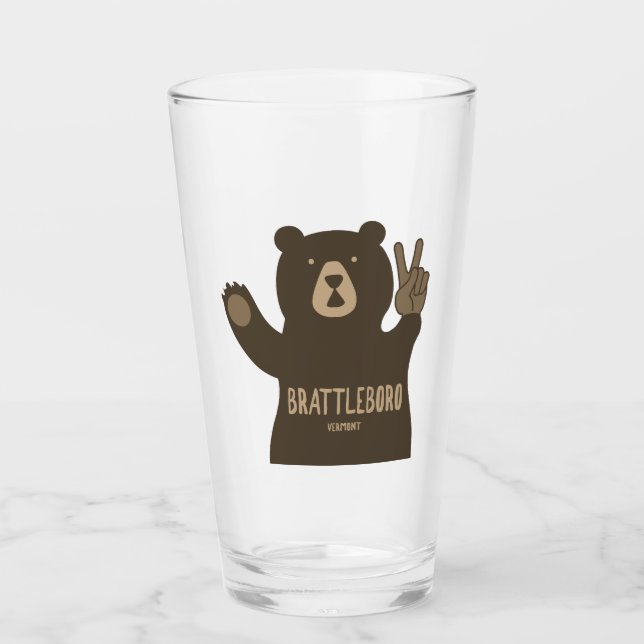 Brattleboro Vermont Peace Bear Glass (Front)