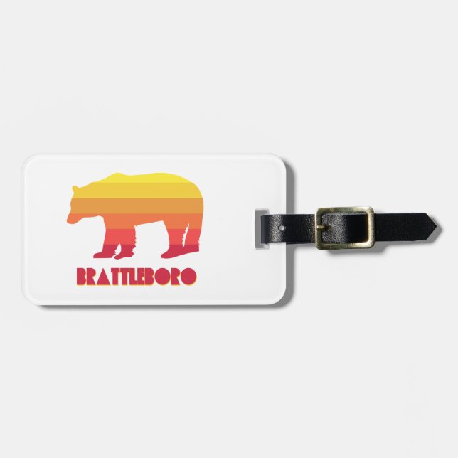 Brattleboro Vermont Rainbow Bear Luggage Tag (Front Horizontal)