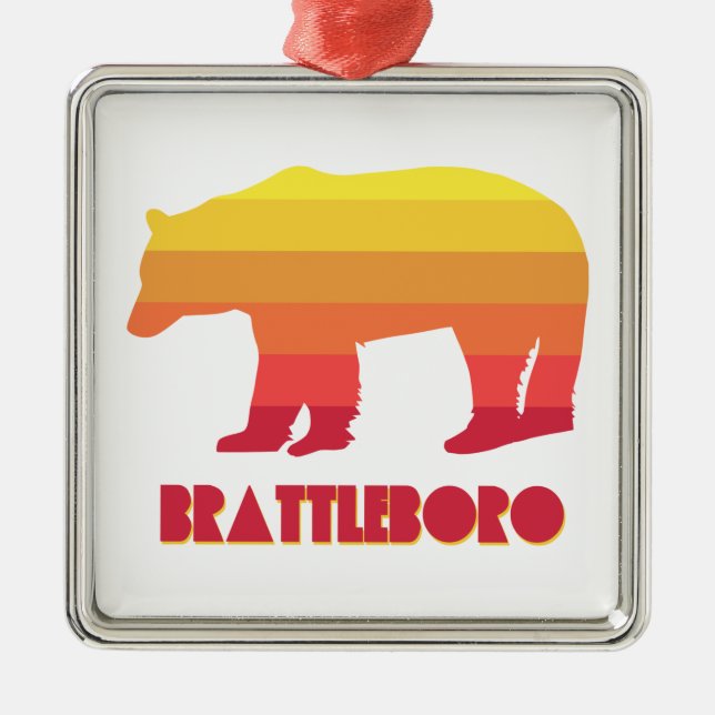 Brattleboro Vermont Rainbow Bear Metal Tree Decoration (Front)