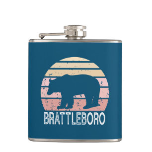 Brattleboro Vermont Retro Bear Hip Flask