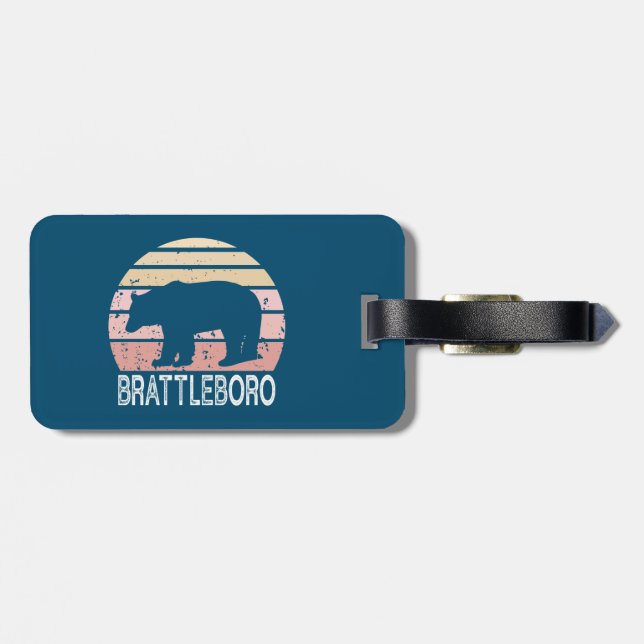 Brattleboro Vermont Retro Bear Luggage Tag (Back Horizontal)