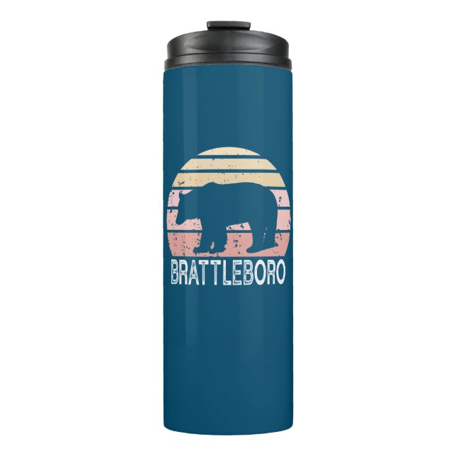 Brattleboro Vermont Retro Bear Thermal Tumbler (Front)