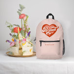 Braut Und Team Braut Bachelorette Retro Heart  Printed Backpack<br><div class="desc">Braut Und Team Braut Bachelorette Retro Heart Printed Backpack</div>