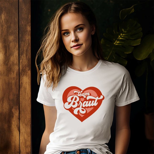 Braut Und Team Braut Bachelorette Retro Herz T-Shirt (Creator Uploaded)