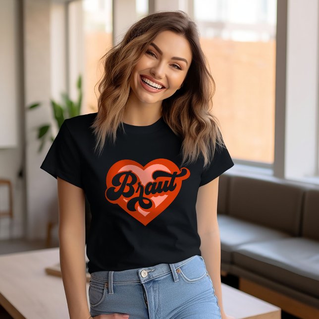 Braut Und Team Braut Bachelorette Retro Herz T-Shirt (Creator Uploaded)