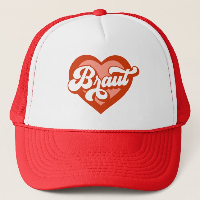 Braut Und Team Braut Bachelorette Retro Herz Trucker Hat (Front)