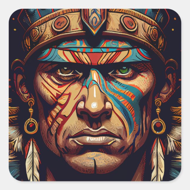 Brave and Bold: The Aztec Warrior Rises Square Sticker (Front)