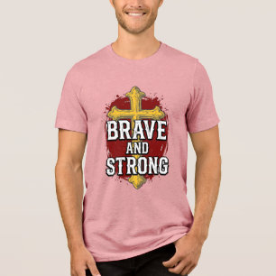 Brave and Strong Vintage Cross Shirt Design_1