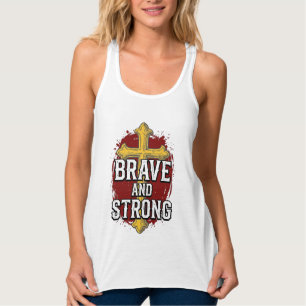 Brave and Strong Vintage Cross Shirt Design_1