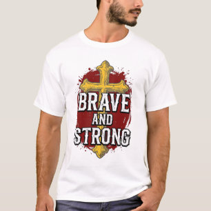 Brave and Strong Vintage Cross Shirt Design_1