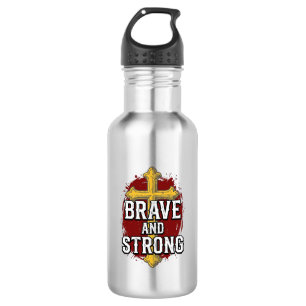 Brave and Strong Vintage Cross Shirt Design_1 532 Ml Water Bottle
