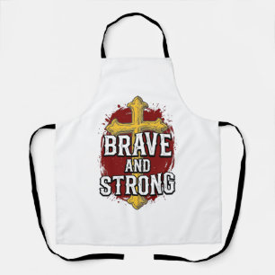 Brave and Strong Vintage Cross Shirt Design_1 Apron