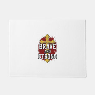 Brave and Strong Vintage Cross Shirt Design_1 Doormat