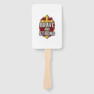 Brave and Strong Vintage Cross Shirt Design_1 Hand Fan