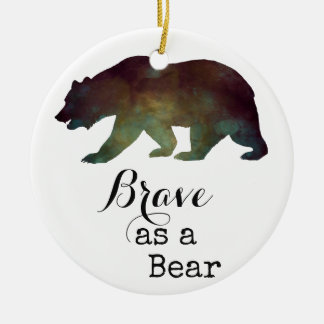 Brave as a Bear Watercolor Typography Ceramic Tree Decoration