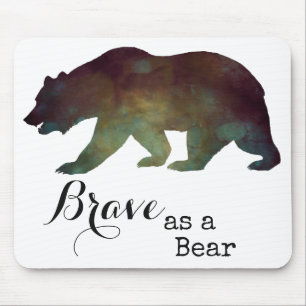 Brave as a Bear Watercolor Typography Mouse Pad