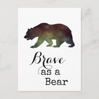 Brave as a Bear Watercolor Typography Postcard