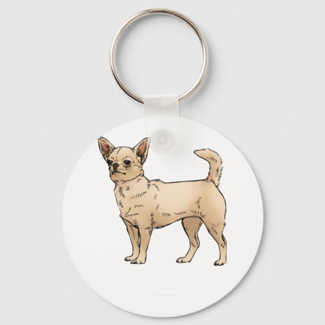 Brave Chihuahua Blue Key Ring (Front)