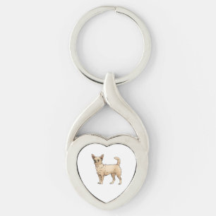 Brave Chihuahua Blue Key Ring