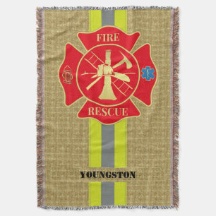 Brave Firefighter Maltese Cross Warm Art Throw Blanket