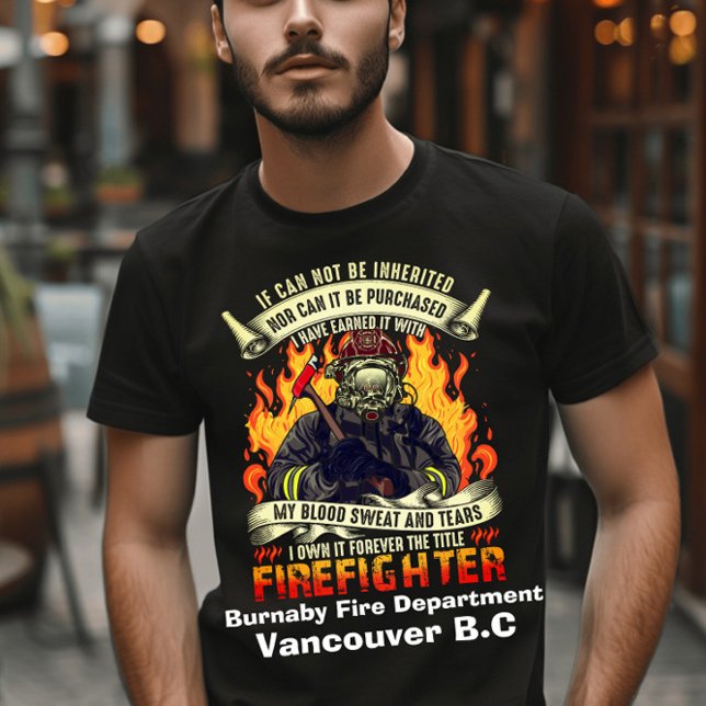 Brave firefighter surrounded by flames at night T-Shirt (Creator Uploaded)