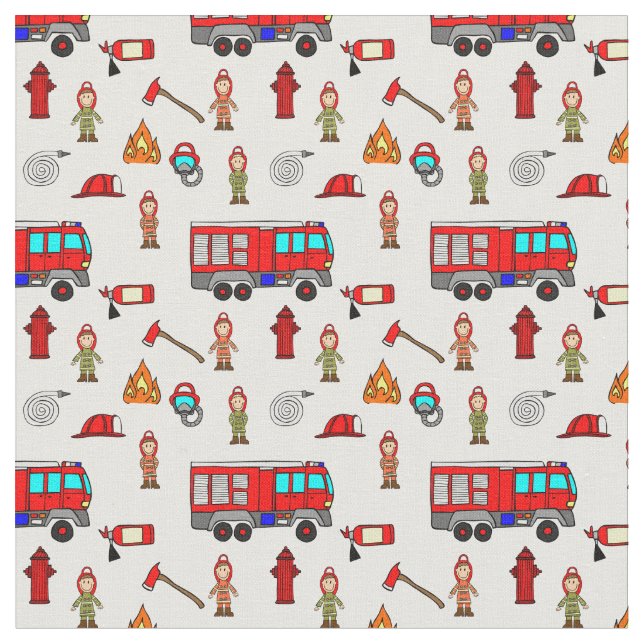 Brave Firefighters Fabric (Close Up)