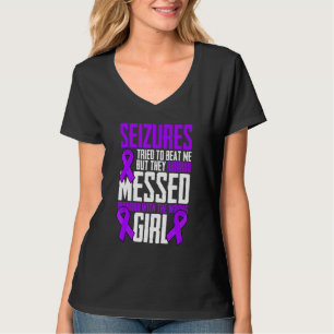 Brave Girl Epilepsy Warrior Saying Epilepsy Awaren T-Shirt