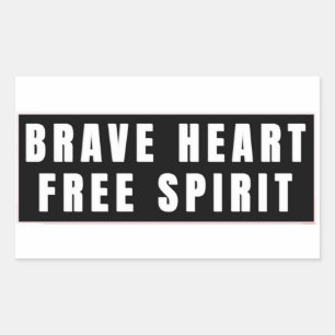 Brave Heart and Free Spirit Text Design Rectangular Sticker